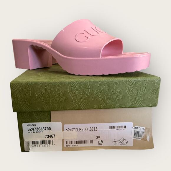 GUCCI Rubber Logo Platform 20/60mm Slide Sandals - Picture 7 of 7